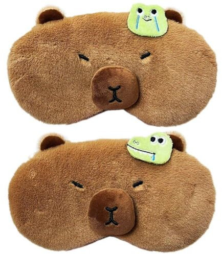 Bemvp 2 Stück Augenmaske Zum Schlafen, Süße Capybara-augenabdeckung, Plüsch-schlafmaske, Cartoon-Tier-augenschutz, Augenabdeckung, Reise-augenabdeckung Für Erwachsene Und Kinder