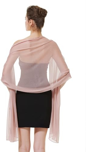 BEAUTELICATE Scialle Donna Elegante Crêpe Stola Estivo Leggera Coprispalle per Matrimonio Sposa Festa Cerimonia Abito (Rosa Antico, Taglia unica)