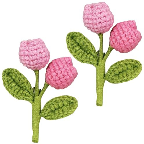 Brosche aus Wollgarn mit Reversnadel, Form: Sonnenblume, Rose, Tuple, Häkelblume, für Damen, 8x4cm, Metall, Kein Edelstein