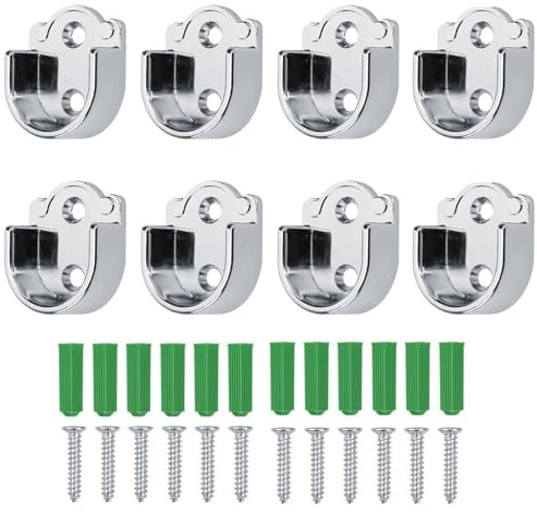 8 Stück Flansch Kleiderstangen Halterung, 25mm Metall Kleiderstange Schrankrohr, Ovale Kleiderstangen-Halterung Aluminium, für Badezimmer, Kleiderschrank, Schlafzimmer, Küche