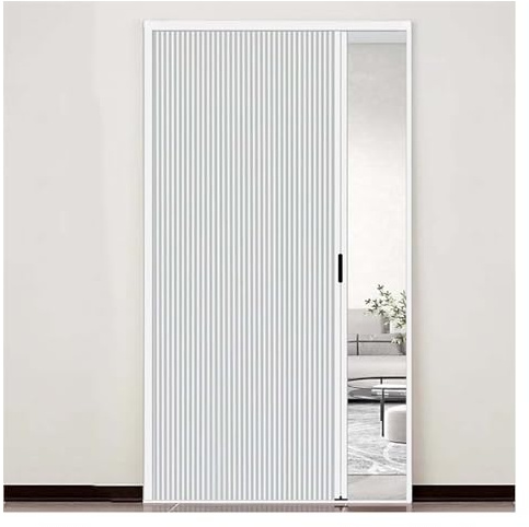 Innentür ohne Bohren, versenkbare Falttür mit Aluminiumrahmen und Zellstoff, wasserdicht und wärmeisolierend, for Schlafzimmer, Badezimmer, Küche, Büro(Milk,100x200cm/39x79in)
