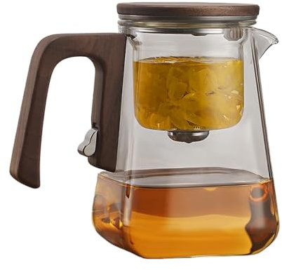 Théière passoire à thé – Théière en verre, passoire pour thé en vrac | Théière avec double paroi en verre, passoire à thé amovible portable pour portions individuelles et isolation thermique facile à