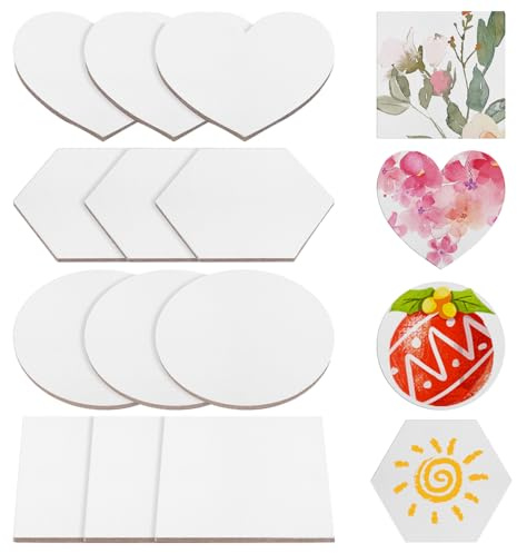 16 Kühlschrankmagnete, magnetische Maltafel, magnetische Leinwand, flache Leinwand, Mini-Leinwände zum Bemalen von Herz-Leinwänden, Mini-Kühlschrankmagneten, winzige Leinwand, Mini-Leinwand,