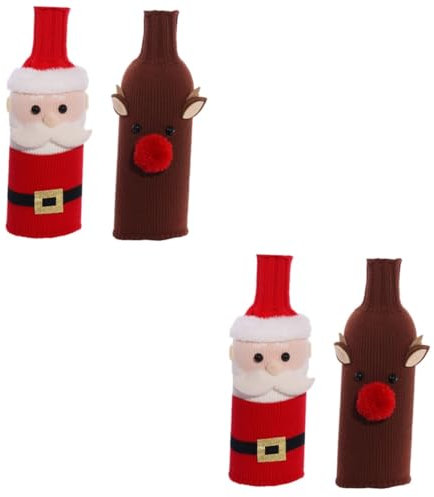 MAGICLULU 2 Sätze Weihnachtsflaschen-set Weihnachtsdeko Flaschenhüllen Für Wein Flasche Pullover Weihnachtsfeier Liefert Weihnachten Weinflaschenabdeckung Flaschenschutz Gestrick 2 Stück * 2