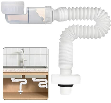 SI SEN Desague Lavabo, Desagüe Fregadero Reemplazable, Sifon Cocina Fregadero, Manguera de Drenaje Flexible, Para Baño Y Cocina
