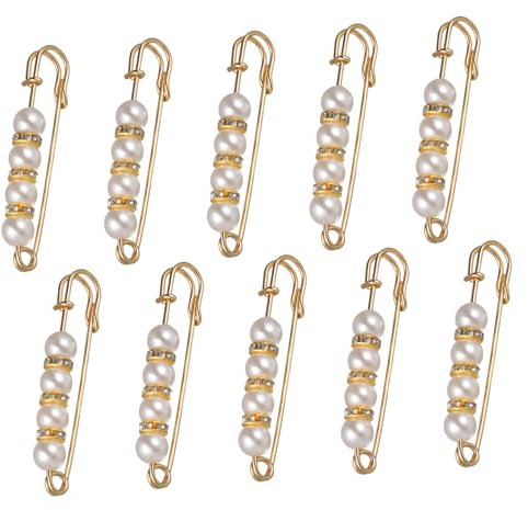Gatuida Broches Décoratives En Perles Élégantes En Alliage, Clips De Sécurité Miniatures Pour Femmes, Pour Vêtements Et Pantalons, Lot De 10 Pièces, Usage Mode Et Décoratif