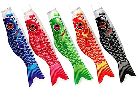 Toyvian 5pcs Satin Car Carp Streamer Wind Flag for Garden Outdoor Hanging Pendant Windsock Decor for Festival and Garden Party Decorations