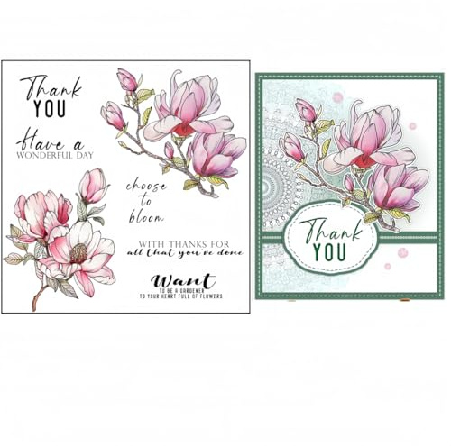 Sredwtk Große Blumen Clear Stamps Für DIY Scrapbooking Blumen Silikonstempel Transparente Stempel Siegel Für Kartenherstellung Tagebuch Fotoalbum Geburtstag Hochzeit Weihnachten