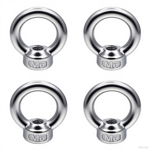 4 Stück Juttzzei Ringmutter M6, Verbessertes 304 Edelstahl Ringösen, M6 Ringmuttern Augenmutter, Ösenmutter für Befestigen Sie hängende Ornamente Blumentöpfe Schaukelständer