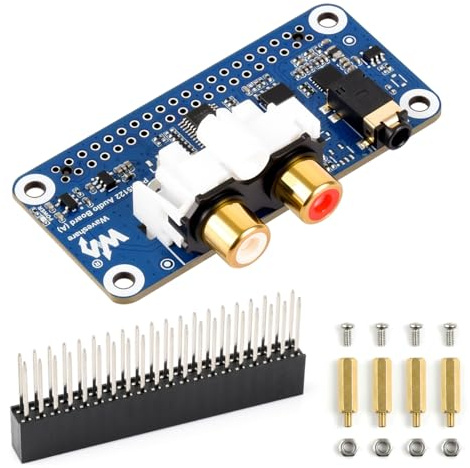 Waveshare PCM5122 Hi-Fi I2S DAC Audio Board for Raspberry Pi, Compatible with 40-Pin GPIO Header, Stereo Encoding/Decoding, Supports Audio Playback