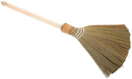 Whisk Broom Short Handle Straw Hand Broom for Sweeping | Plastic and Straw Build, Retro Rustic Charm, Child Friendly Design for Picking up Dust and Debris
