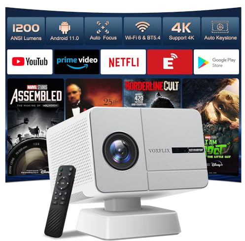 Proyector 4K, X9 Ultra Proyectores 1200 ANSI Supported WiFi 6 y Bluetooth 1080P Inteligente Proyector, Android 11, Autofocus Auto-Keystone proyector