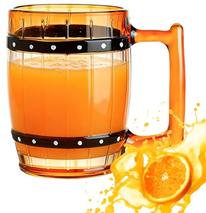 di – 300 ml manico ergonomico | Boccale da birra in a forma di barile | per casa, campeggio, dormitorio, hotel, appartamento, feste, caffè, cioccolato, tè, latte, vino