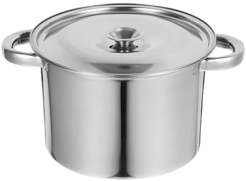ZUNOXAZ Olla de Acero Inoxidable para Sopa con Doble Asa, Forma Redonda, 18cm, Adecuado para Cocinar y Almacenar Aceite en Casa