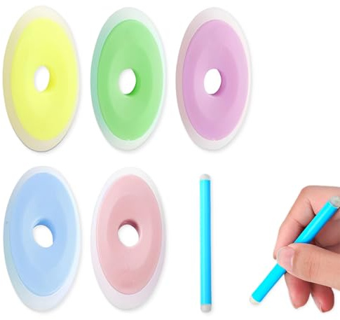 WHYCNJL 6 Pezzi Gomma da Cancellare, Gomma per Penna gel Cancellabile, Gomma in Silicone per Cancellare l'inchiostro Termico, 5 x Gomme Rotonde + 1 x Gomma a Barra, Colore Casuale
