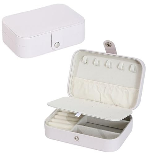Smilbaley Joyero Pequeño, Mini Caja de Almacenamiento de Joyas, Caja de Almacenamiento de Joyas, Joyero con Compartimento, Adecuado para Guardar Pendientes, Anillos, Pendientes, Cadenas (blanco)