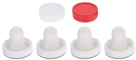 BRIGHTFUFU 2 Juegos de Empujadores para Hockey de Aire de Plástico, Discos Blancos 51 Mm y Rojos, Paletas 60 Mm, Accesorios para Mesa de Hockey de Aire, Repuestos para Juego de Máquina