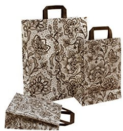 PGV Papiertragetaschen mit Flachhenkel Spitze SCHWARZ (22 + 10 x 31 cm, 100 Stück)