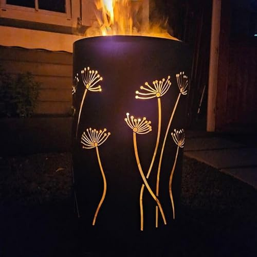 TiKo-Design® Feuertonne Feuerkorb mit Pusteblume Motiv