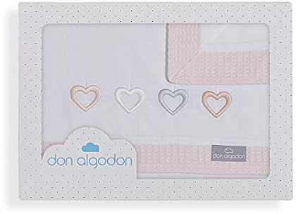Don Algodón Sábanas Cochecito Cuore Blanco Rosa