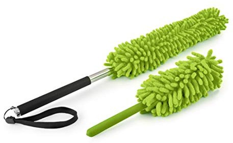 FALINGO Staubwedel Chenille waschbar biegsam inkl. Teleskopstiel ausziehbar 2 TLG. (Limette)