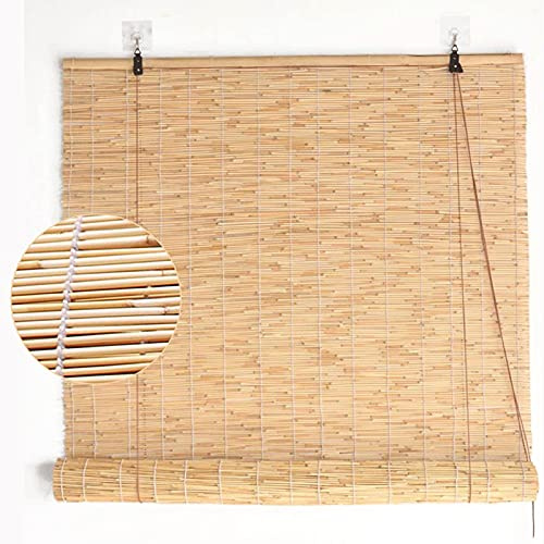 Suwooy Tende da Sole Finestre Tenda a Rullo,Tenda a Lamella Naturale,tapparella Avvolgibili in bambù per Esterni,Tende a Pacchetto per Balconi/pergolati,Facile da Installare,W×H-90x120cm/35.5x47in