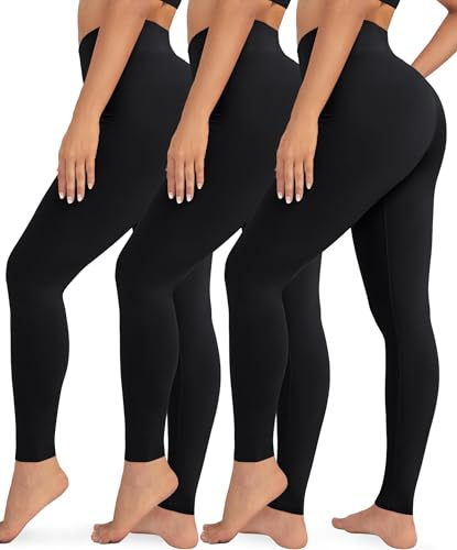 VALANDY Creamlush 3 Pack Leggings for Women High Waisted Tummy Control Leggings Buttery Soft Yoga Pants（S-5XL）