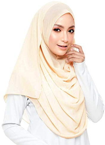 KAVINGKALY Hijab Kopftuch für Damen Muslimische Chiffon-Schals Dicke Blase Christliches Kopftuch und Muslimischen Hijab(Beige)