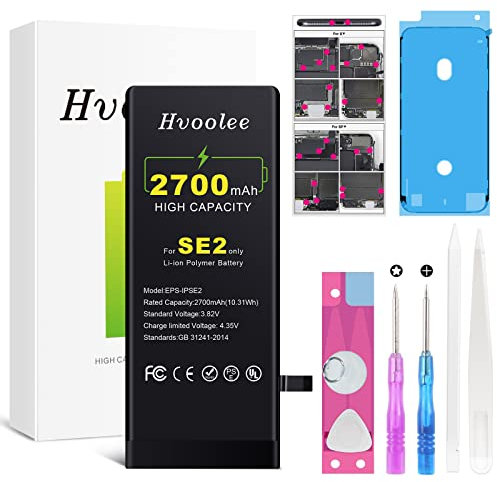 [2700mAh] Hvoolee Batteria per iPhone SE 2020 di Ricambio, Batteria ad Alta capacità aggiornata con Kit di Strumenti di Riparazione Professionale Completo[Non per SE2016]