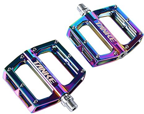 Öl Slick Mountain Bicycle Pedals MTB-Plattform Aluminium Rennradpedale Lager Anti-Silspe-Faltfahrradpedale Fahrradteile Pedale Fahrrad (Color : Rainbow)