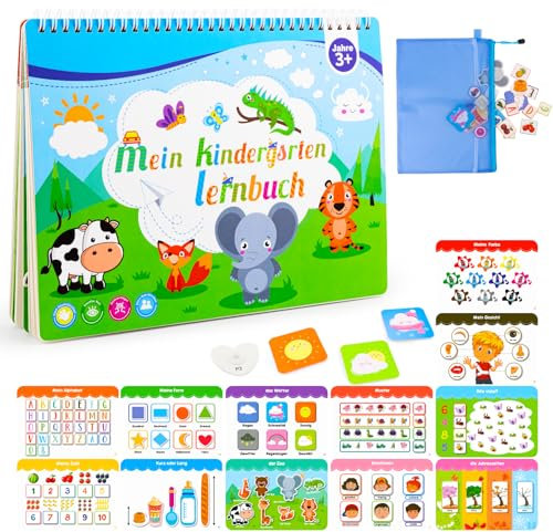 Weokeey Montessori Spielzeug Quiet Book ab 3 Jahren, Lernspielzeug mit 12 Aktivitäten, Reise-Busy Book mit Aufbewahrungstasche, Gefühle Buch Kinderspielzeug Kinder Geschenke für Jungen und Mädchen 3-5