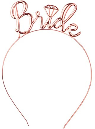 Jagowa 1 Stück Bride to Be Stirnband Metall Tiara Krone Stirnband Zubehör für Braut Verlobung Hochzeit Party Geschenk (Roségold)