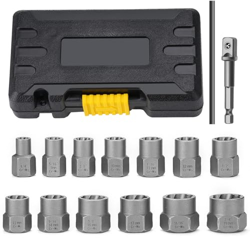 15-teiliges Spiral Profil Steckschlüssel Satz, Schraubenausdreher Satz, Bolzen Extraktor, Antrieb Innenvierkant Sockel Adapter