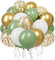 Ballons Anniversaire Vert Or,50 Pcs Ballons Rétro Verts Et Or Blanc Confettis Ballon Mariage,Ballon Vert Sauge Pour Décoration Anniversaire,Mariage, Baby Shower Decoration Bapteme Garcon, 12 Pouces