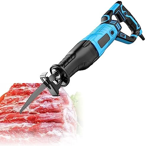 Professionell bensåg elektrisk, 1050 W köttsåg i rostfritt stål för skärning av fryst kött, ben och skinka, hastighetsjusterbar,Blue