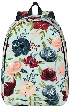 KoNsev Laptop-Rucksack, Reiserucksack, Arzttasche, schwarz, stilvoll, leicht und funktional, mit Blumenmuster, Schwarz , S