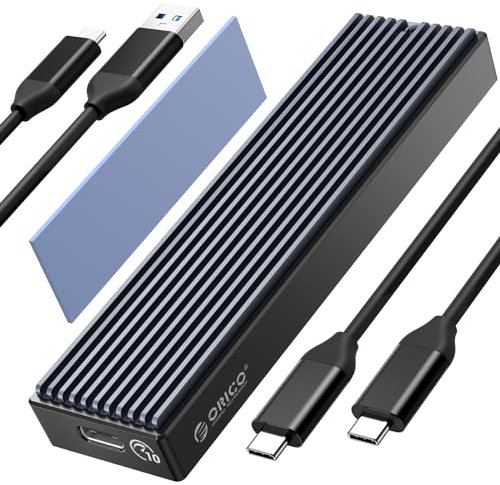 ORICO Carcasa SSD M.2 NVMe SATA Adaptador[Sin Herramientas], Caja SSD USB 3.2 Gen2 con UASP&Trim, 10 Gbps NVMe PCIe y 6 Gbps AHCI SATA/NGFF, Compatible con M/B+M Key- M2PVM