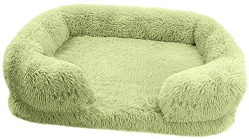 BangDon Rechteckiges, waschbares, abnehmbares Hundebett mit weichem, gemütlichem Plüsch, atmungsaktiv, Katzensofa, Hundebett für kleine, mittelgroße und große Haustiermatte (M(50 x 40 x 14 cm), Grün)