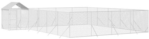 vidaXL Outdoor-Hundezwinger mit Dach Silbern 10x8x2,5 m Stahl Verzinkt
