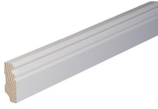 Kosche | Plinthe | Bois massif | 19 x 58 x 2400 mm | Blanc | Plinthe | Profil Berlin | Haute qualité | Robuste | 48 mètres