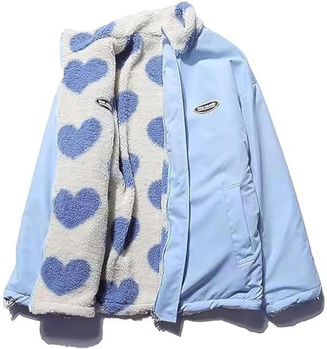 GOZYLA Women's Fleece Zip Up Jackets Solid Color Fluff Reversible