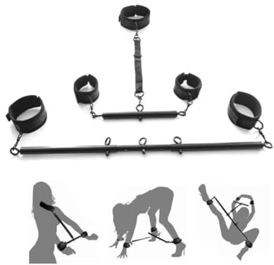 Spreader Bar Sex Toys BDSM Bondage Restraint Toys with Wrist Ankle Neck Collar Kits Adjustable Handcuffs Collar Set for Adult