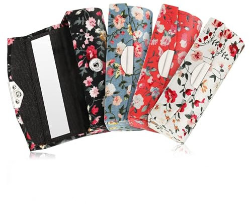 Wilsonzin Custodia per rossetto 4 pezzi porta rossetto in tessuto di raso di seta con specchio custodia porta rossetto per il trucco custodia da viaggio borsa organizzatore per borsa