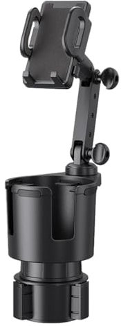 Becherhalter für Auto, Handyhalter, Getränkehalter, 2-in-1, verstellbare Basis mit 360° Drehung, universeller multifunktionaler Getränkehalter, Handyhalterung für Auto