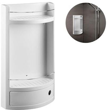 Avilia Badezimmerregal mit 2 Ablagen und Schublade – Duschregal mit Schublade und 2 Ablagen, aus Metall und ABS, 51 x 28,8 x 13,5 cm, Weiß