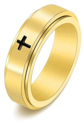Aotiwe Ring Gold, Freundschaftsringe Dünn Kreuzen aus Titan Stahl Größe 65 (20.7) Geschenk für Damen