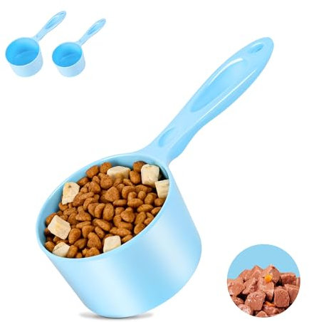 Super Design 1/2 Tasse Hundefutterschaufel für Behälter, Melamin, Messschaufel für Hunde, Katzen, Vögel und Kaninchen, Haustierfutter, Fütterungsschaufel, spülmaschinenfest, Babyblau