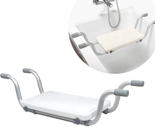 bimiti Suspended Bath Seat 72-82 cm Adjustable Non-Slip Suspended Bath Bench Lightweight Telescoping Bathtub Stool Shower Bath Seats for Adults Elderly Disabled Injured