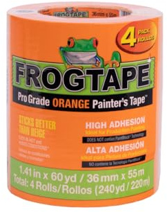 FrogTape Ruban de peintre orange de qualité professionnelle [haute adhérence]: 1.41 in. x 60 yds. (Orange) / 4-pack
