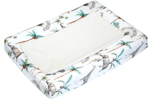 Sevira Kids - Set Wickelauflagenbezug + Wickelunterlage, Safari Made in France, mehrfarbig, 70 x 50 cm